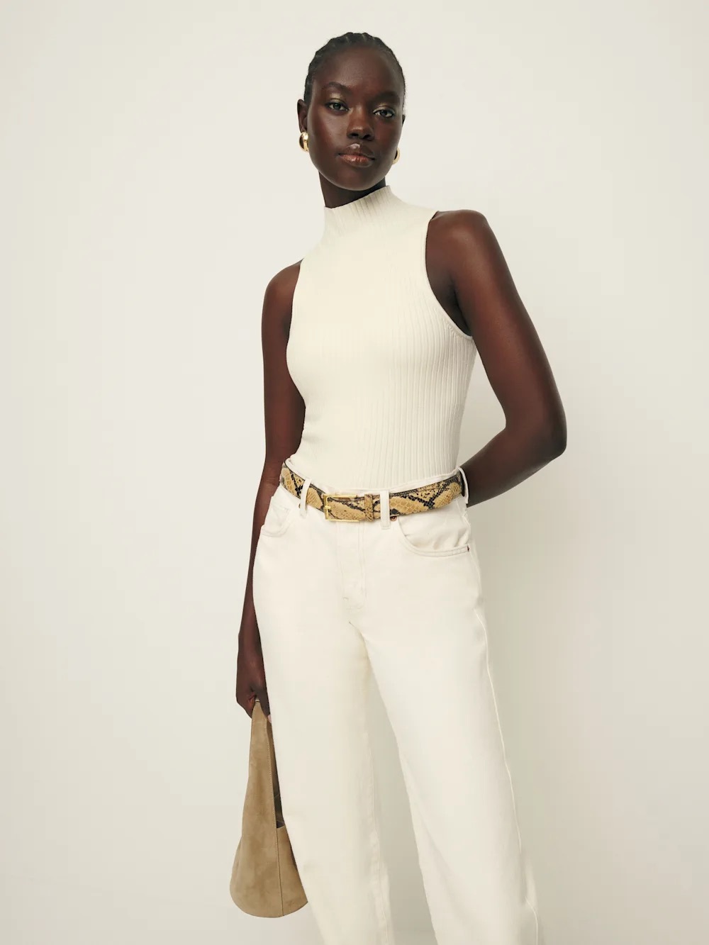 Reformation Tallulah Ribbed Sweater Tank Ivory - Size S